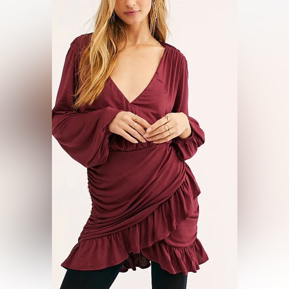 Free People Miami Mini Dress- Bordeaux
